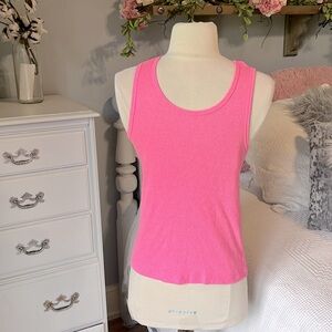Pink Cotton Ribbed Tank Girls XL Fits Womens Small